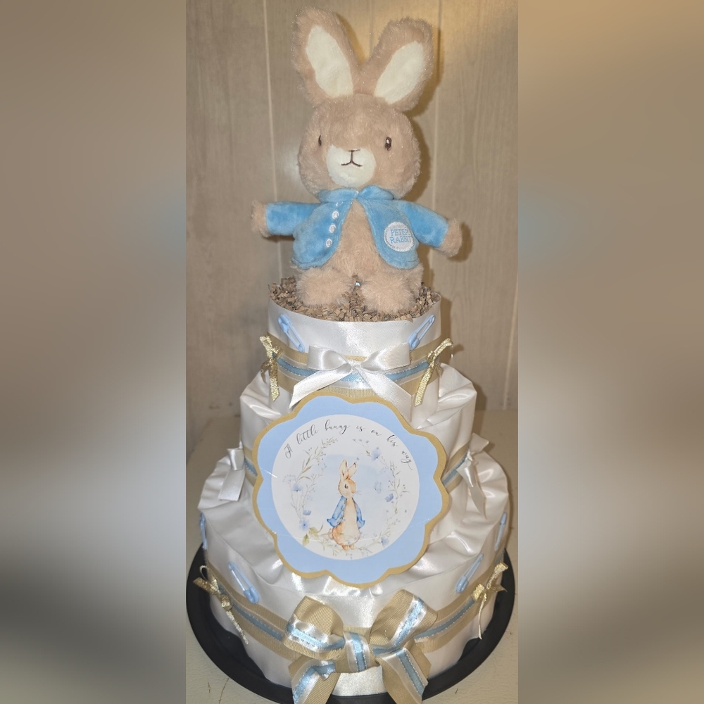 Peter Rabbit Diaper Cake with Plush Toy